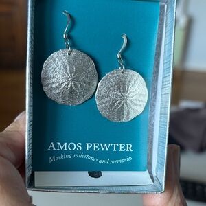 Amos Pewter Sand Dollar Drop Earrings - Silver
